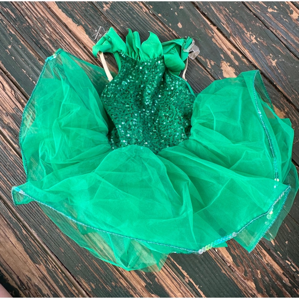 Costume Gallery Green Sequin Tulle Leotard Dance Costume 18814 XSC